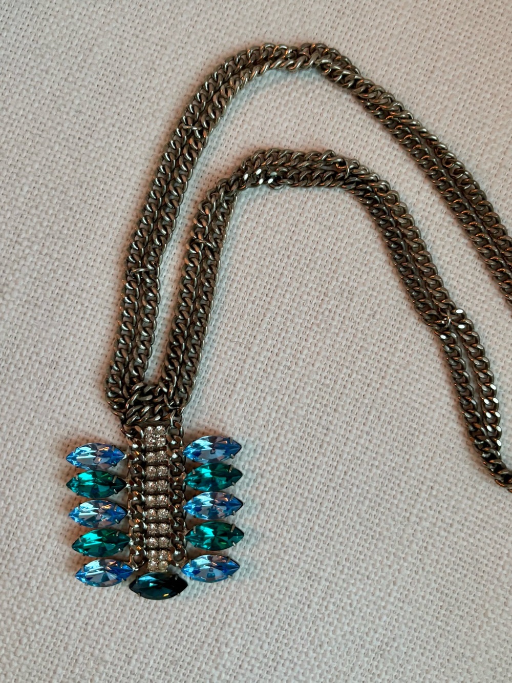 Anthropologie Crystal Silver Chain Pendant Necklace - Picture 4 of 6